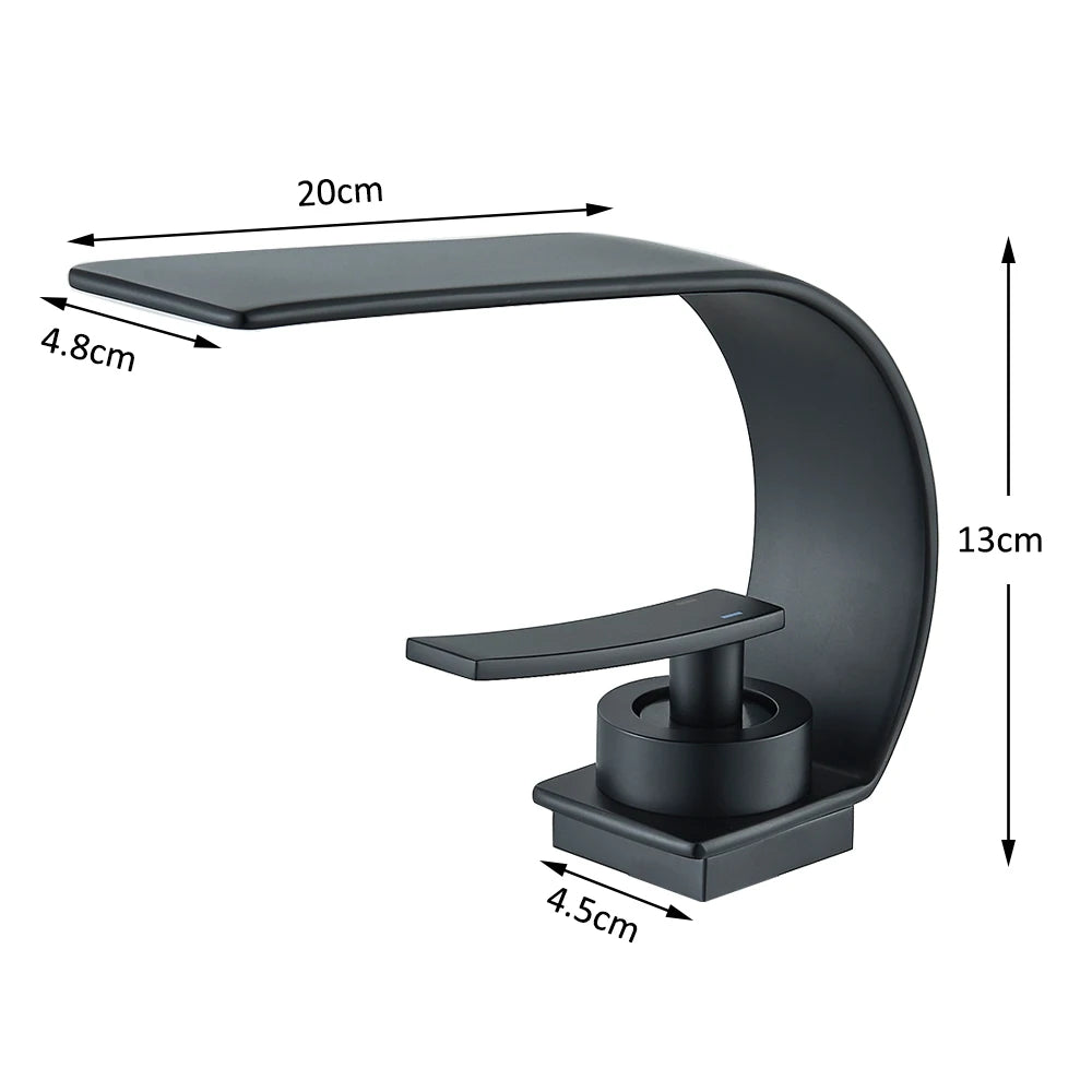 Waterfall Bathroom Sink Faucet Single Handle Basin Faucet Hot Cold Water Mixer Tap For Bathroom Sink