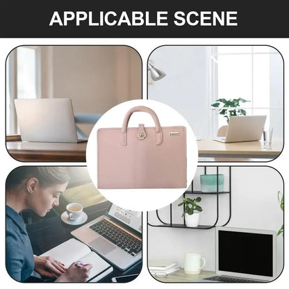 PU Laptop Sleeve Pink PU Leather Laptop Bag With Handle Waterproof Notebook Carrying Case Computer Accessory For Work Travel