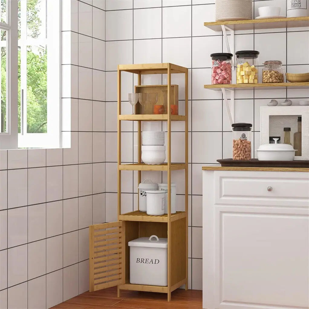 Tall Slim Storage Cabinet Freestanding Narrow Bathroom Shelf Slim Corner Floor Shelves