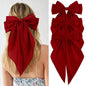 Hair Bows for Women Girls 3Pcs White Pink Black Silky Satin Large Bows Hair Clip Oversized Hair Ribbons Long Tail Big Hair Bows