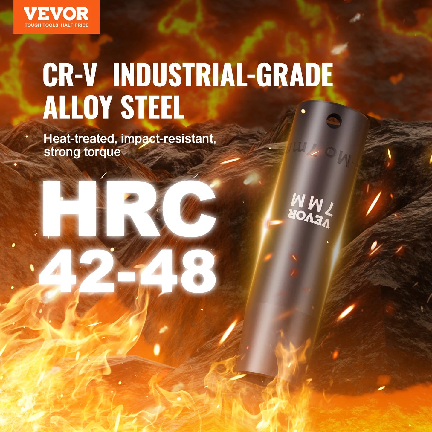 VEVOR 1/2" Drive Impact Socket Set  6 Point Cr-V Alloy Steel for Auto Repair Easy-to-Read Size Markings Rugged Construction