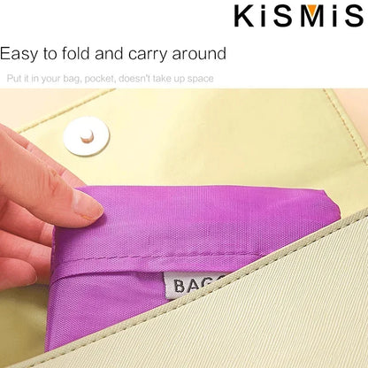 Eco Shopping Bag Fashion Printing Foldable Reusable Tote Folding Pouch Convenient Large-capacity Storage Bags Grocery Totes
