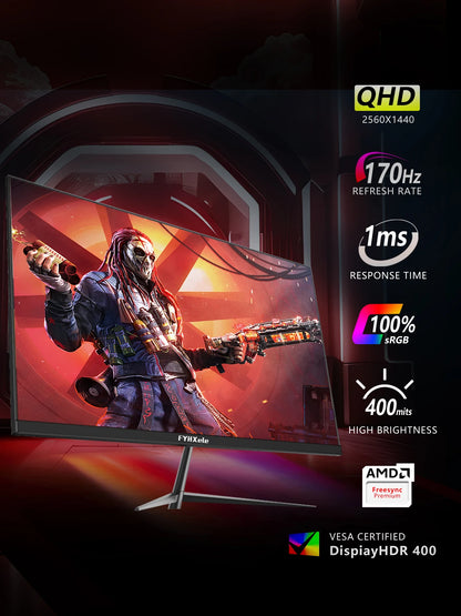 27 Inch Monitor 170hz 2K Gaming Display 1ms ADM-FreeSync 8 Bits 99%sRGB IPS Desktop LED Display HDMI DP HDR400