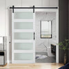 36"x84" Sliding Glass Barn Door and 6.6FT Hardware Kit Included, White Frosted Glass Barndoor with PVC Coated Surface