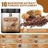 Mushroom Coffee 10 Mushroom Extract - Lion's Mane, Cordyceps, Reishi, Turkey Tail, Chaga, Maitake for energy and immune support