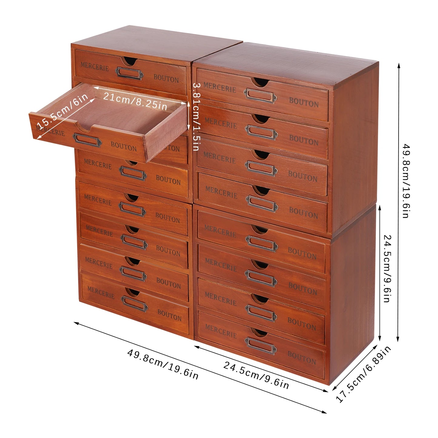 Vintage Large Wooden Jewelry Box Women Gift Storage Case Organizer Stand Brown ﻿