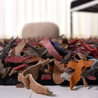 Leather Shag Collection Area Rug - 6' X 9', Multi, Hand-Knotted Modern Leather, Ideal For High Traffic Areas In Living Room,