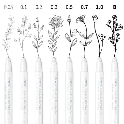 Ohuhu Micro Pen Fineliner Drawing Pens 8 Pack Line Pens Art Colored Pens Fine Point Markers Waterproof Writing Sketching Manga