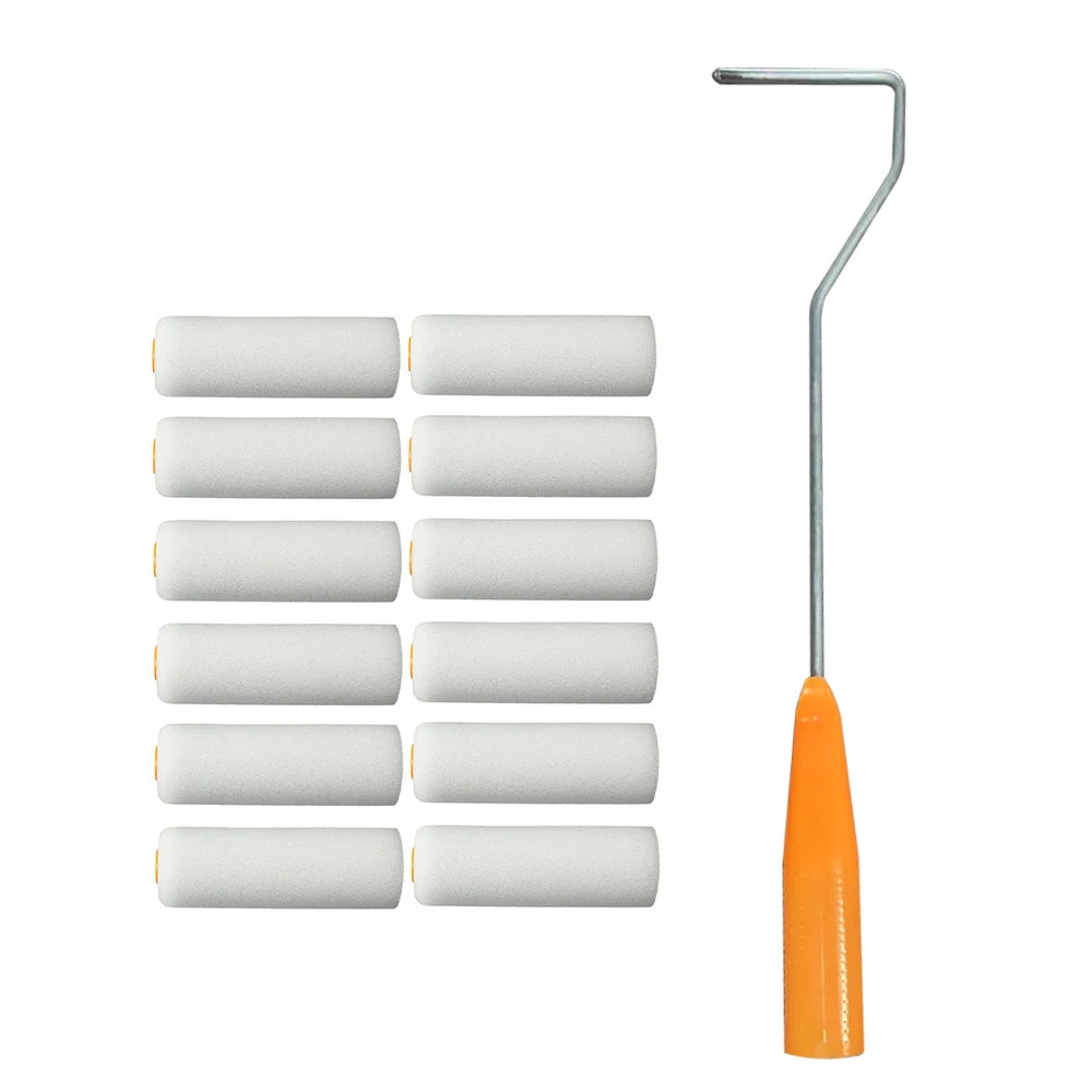 13pcs Mini Paint Roller Kit With 10 4-Inch Covers,30cm Long Roller Frame Paint Roller For Painting Walls Practical Tool