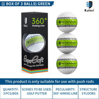 Caiton 6/3pcs golf ball, three-layer PU putter ball, 360° aiming line putter ball, making your putt more accurate and stable