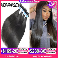 Wow Angel Straight 28 30 Inch Remy Brazilian Human Hair Bundles 100% Silky Hair 3/4 pieces Human Hair Extensions Virgin Hair