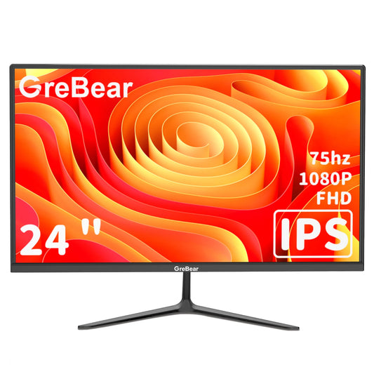 Комп’ютерний монітор GreBear IPS 24 дюйми, FHD 1080p монітор ПК 5 мс (GTG) 99% sRGB, надтонкий, світлодіодний, низький рівень синього світла An