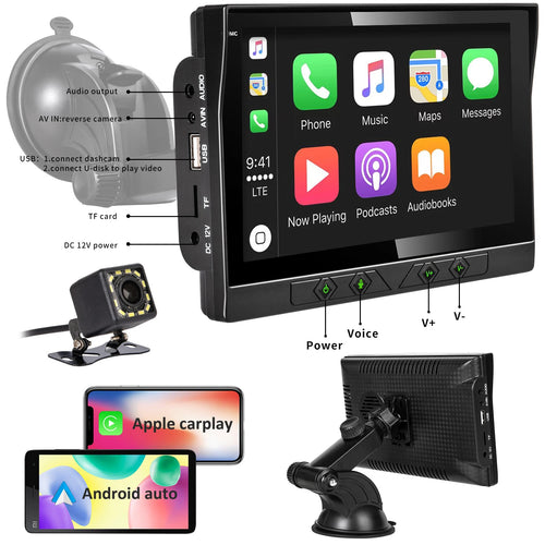 Portable Car Radio Multimedia Video Player Wireless CarPlay Android Auto 7inch Touch Screen With AUX FM For Rear View Camera ﻿