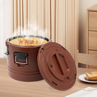 30L Food Warmer, Stainless Steel Food Cooler, Brown Insulated Food Carrier, Commercial Soup Container for Hot or Cold Food