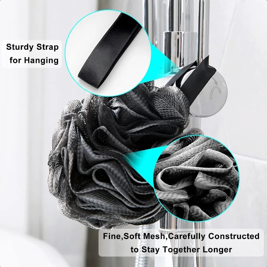 Loofah Bath Shower Sponge Body ScrubberExtra Large 75g XL Exfoliate Mesh Pouf Shower Bouquet 3 Pack Body Wash for Women and Men