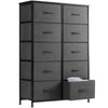 JHK Bedside Table For Bedroom With 10 Fabric Drawers Wardrobe Steel Frame Closet For Storage Cabinet Living Room Of Furniture