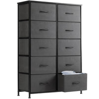 JHK Bedside Table For Bedroom With 10 Fabric Drawers Wardrobe Steel Frame Closet For Storage Cabinet Living Room Of Furniture