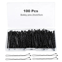 100 Pieces Hair Clip Black Hair Pin Set for Women Girls Kids Premium Wave Black Hair Pin with Storage Box