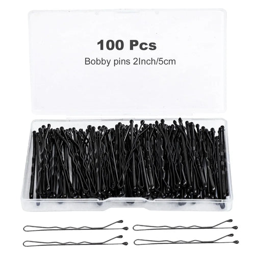 100 Pieces Hair Clip Black Hair Pin Set for Women Girls Kids Premium Wave Black Hair Pin with Storage Box