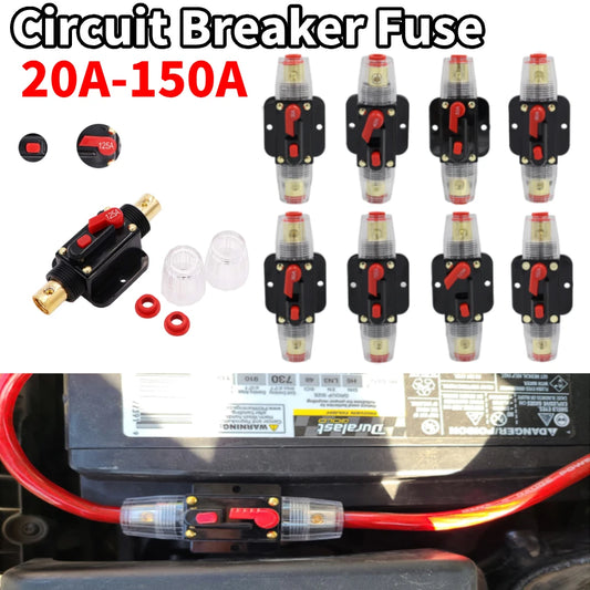 30A 40A 50A 60A 80A 100A Circuit Breaker 12V-48V DC Car Truck Resettable Fuse Short Protection Fuse Holder Power Insurance