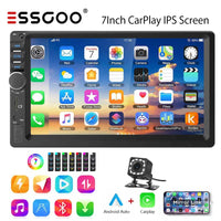 ESSGOO 7 Inch 2 DIN Car Stereo Radio Wired Carplay Android Auto MP5 Player Touch Screen USB/TF CAM AUX FM Bluetooth Head Unit