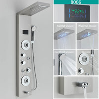 LED Light Bathroom Shower Faucet Set LED Rainfall Shower Panel System Bathtub Water Mixer Tap Massage SPA Temperature Screen