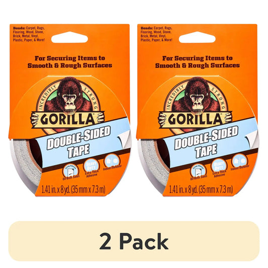 (2 pack) Gorilla Glue Double-Sided Tape, Gray Roll Assembled Product Weight 0.386 lb