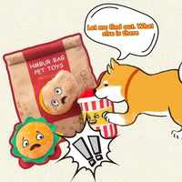 Pet Food Hiding Toy Plush Snack Bag Dog Training Teething Toy Interactive Feeder Dog Cat Chew Toys With Squeaker Hide Food Toys