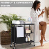 Pull-Out Laundry Basket with Shelf and  three Shelf,Laundry Basket Organizer Section with Removable Laundry Bags for clothes