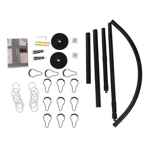 L-Shape Shower Curtain Rail,No Drilling Shower Rail Corner Bathtub Stainless Steel Telescopic Rod, Wardrobe Bathroom Shower Rod