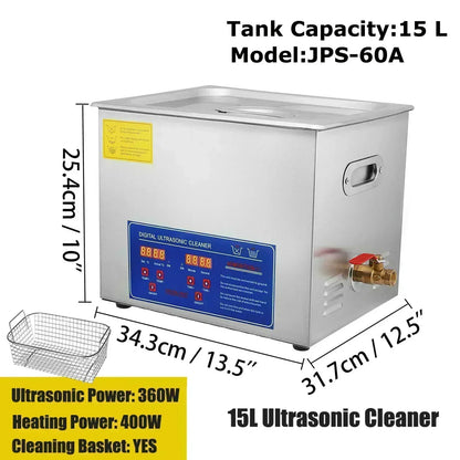 VEVOR Ultrasonic Cleaner 2L 3L 6L 10L 15L 22L 30L Digital Timer Stainless Steel Bath Jewelry Glasses Watch Cleaning Machine