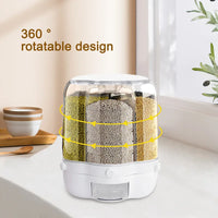 Rotating Food Storage Containers Rice Distributor Transparent Large Capacity Beans Grain Container With Lid