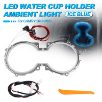 Auto LED Cup Holder Atmosphere Lights Storage Box Ice Blue Decor Ambient Light For Toyota Camry 2018 2019 2020 2021 2022 2023