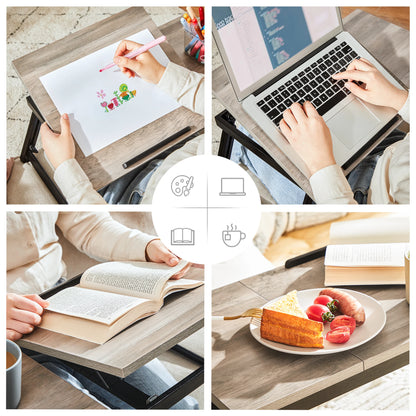 SONGMICS Laptop Desk for Bed or Sofa with Tilting Top, Breakfast Serving Tray with Folding Legs, Fits up to 15.6 Inches Screen