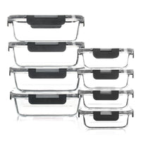 8-Piece Glass Food Storage Containers Set, BPA-Free, Leakproof, Microwave & Oven Safe, 6 Sizes, Borosilicate Glass Lock Lid