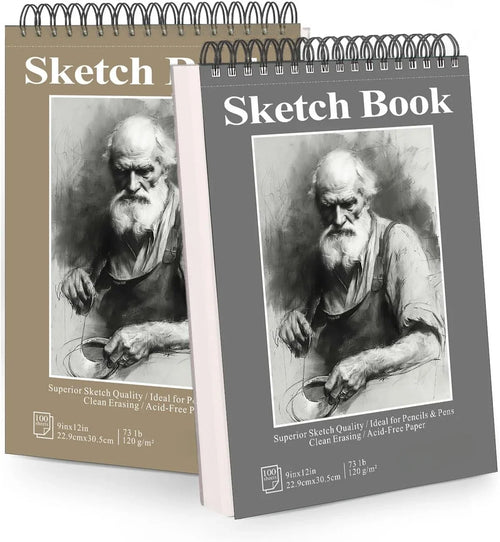 Sketchbook - 9"x12" spiral bound drawing board, 1 pack of 100 sheets, acid-free paper - perfect for kids sketchbook drawing