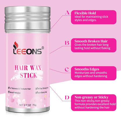 Edge Control Wax Stick and Braiding Gel for Women Strong Hold Edge Smoother Long Lasting Broken Hair Holder Wax Stick