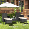 5PCS Patio Rattan Furniture Set Cushioned Sofa Ottoman Armrest Side Table Garden
