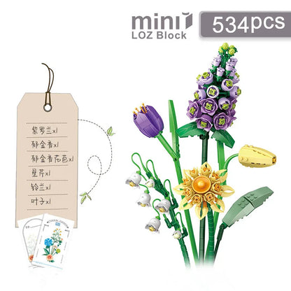 LOZ Flower Bouquet Building Blocks Kit DIY Flowers Block Toys Set Valentine's Day Rose Bricks Set Gift for Girls Friends adults