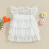 2023-02-20 Lioraitiin 0-4Years Toddler Kids Girls Dress Stars Moon Sequins Fly Sleeve Princess Dress Ruffles Tulle Dress