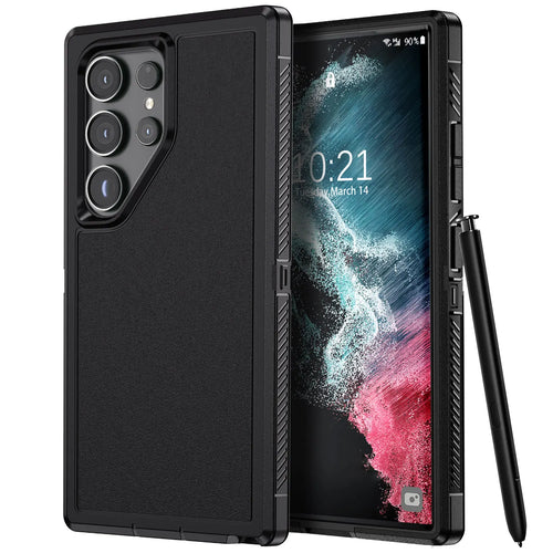 For Samsung Galaxy S22 Ultra 5G Dual Layer Case Slim Thin Hybrid Rugged Hard Shockproof Phone Cover Black