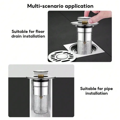 2Pcs Bathroom Sink Stopper,Universal Replacement  Up Stainless Steel Sink Drain Filter with Hair Catcher,1.1-1.45Inch