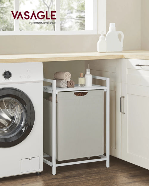 VASAGLE Laundry Hamper, Laundry Basket, Laundry Sorter with A Pull-Out and Removable Bag, Shelf, Metal Frame, 17.2 Gallons