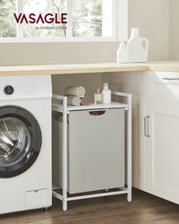 VASAGLE Laundry Hamper, Laundry Basket, Laundry Sorter with A Pull-Out and Removable Bag, Shelf, Metal Frame, 17.2 Gallons