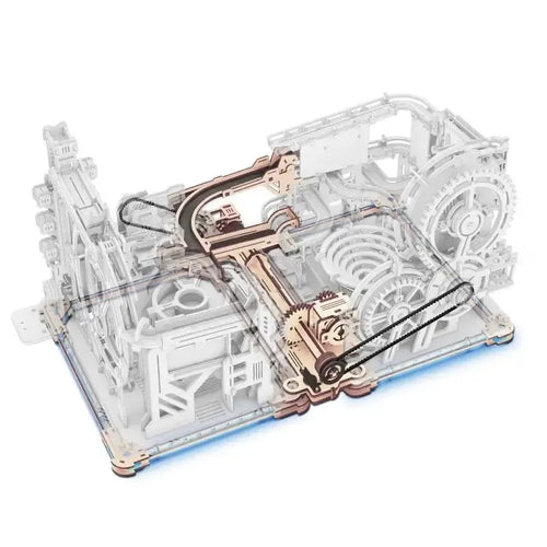 Robotime Marble Spaceport 3D Wooden Puzzle Motor driven Mechanical Model Kits With Balls Automatic  Manual Modle for Kids Adults