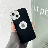 DIY Luxury Soft Silicone Logo Hole Phone Case For iPhone XR like 12,13 Candy Color Cover for iPhone 11 to 13Pro 14 15 16 Pro