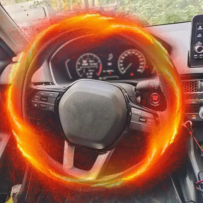 Car Steering Wheel Heated Cover Heated Steering Wheel Cover Soft Plush And Smooth Touching Breathable Universal Car Accessory