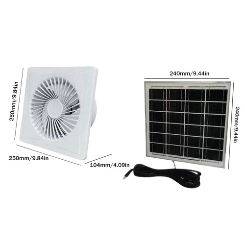 Solar 12V Extractor Ventilation Fan Energy-saving Exhaust Air Blower Air Vent Window Wall Fan Kitchen Bathroom Chicken/Duck Coop