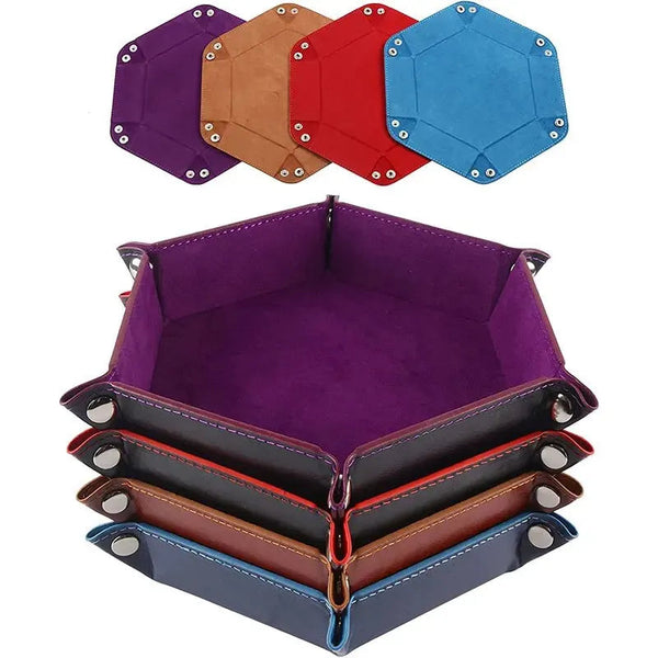 1pc Hexagonal Dice Tray and Miscellaneous Storage Box Board Game Dice Tray Accessories Leather Dice Tower EzBuyCo