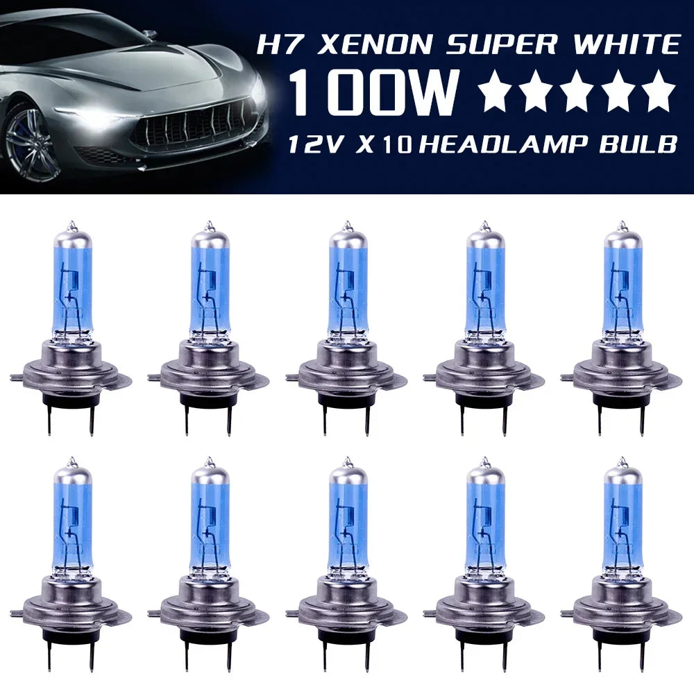 2/10Pcs H7 100W 12V Car Fog Light Halogen Bulbs Super Bright Car Headlight Bulbs Auto Parking Lamp Led Bulbs Car Accessories